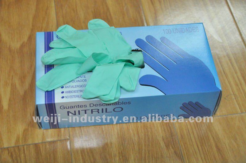 FDA,CE,ISO approved AQL1.5,2.5,4.0 green nitrile industrial gloves for medical,dental,food,industrial service