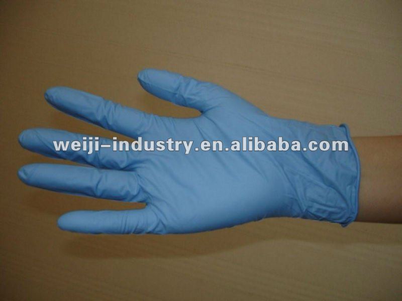 FDA,CE,ISO approved AQL1.5,2.5,4.0 blue nitrile coated glove for medical,dental,food,industrial service