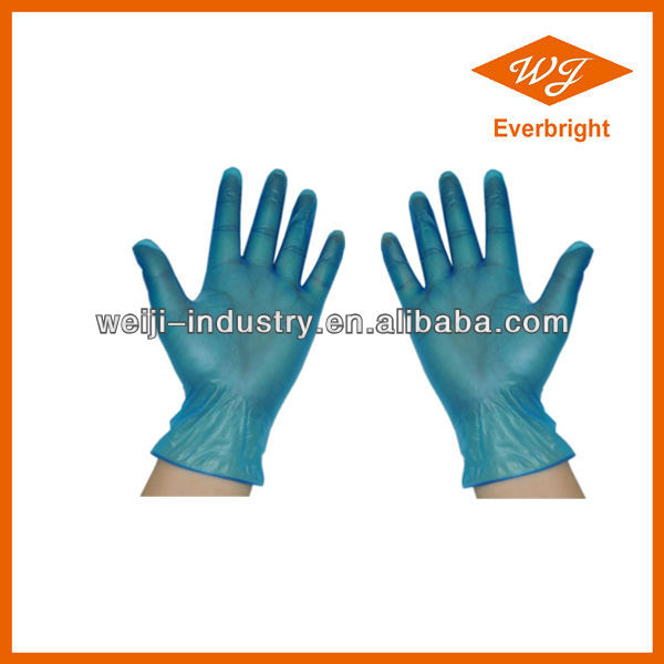 Supply Clear&Blue Vinyl Glove For Food Grade