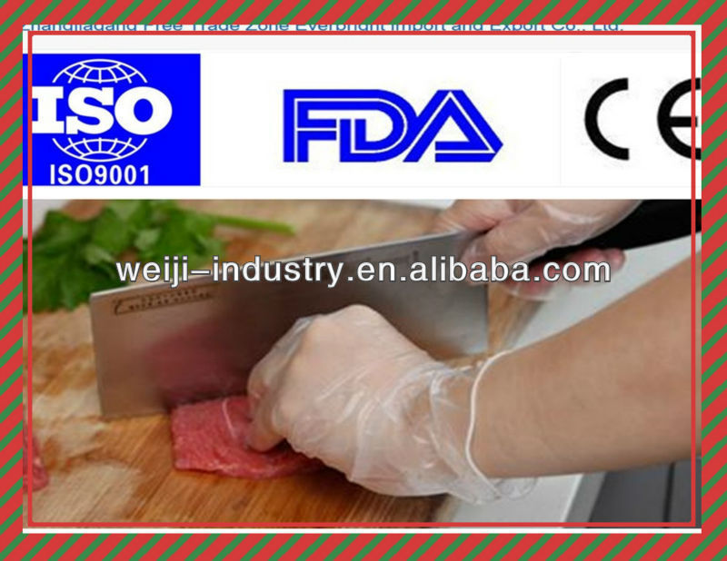 2013 stretch food grade disposable vinyl glove for FDA, CE, ISO