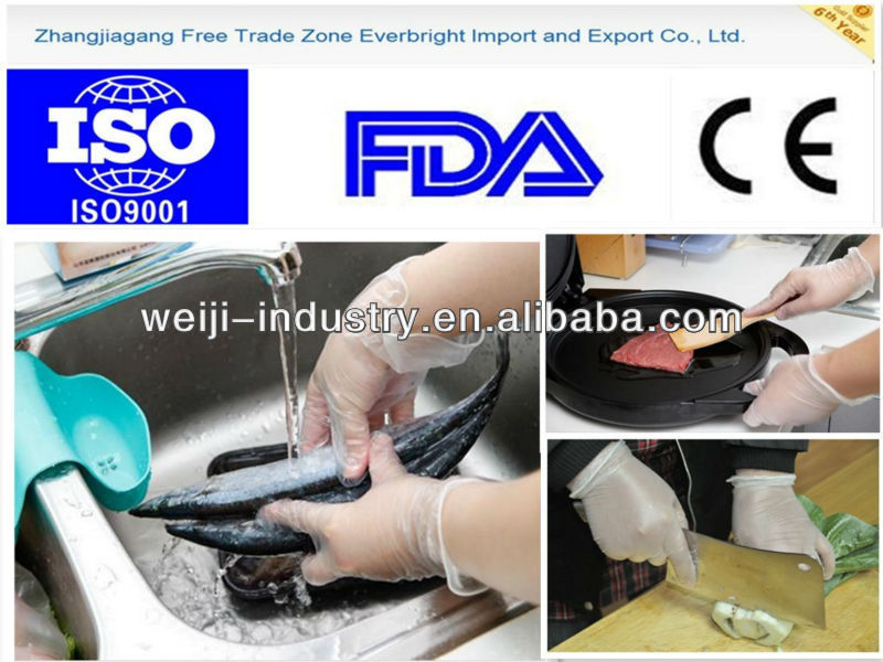 clean blue disposable vinyl glove for FDA, CE, ISO