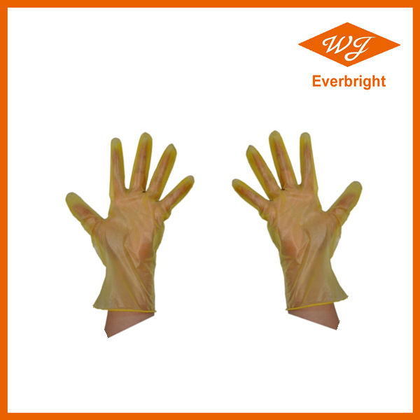 FDA, CE, ISO approved Food/Medical Grade Yellow Disposable Vinyl Gloves