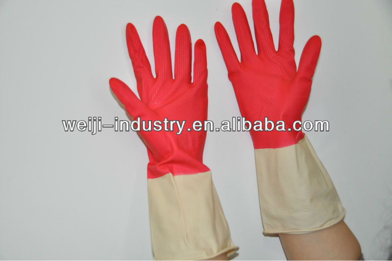 Two Color Household Latex Glove Two Rubber Gloves