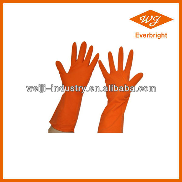 Best sell spray flock lined latex household gloves/household cleanig gloves
