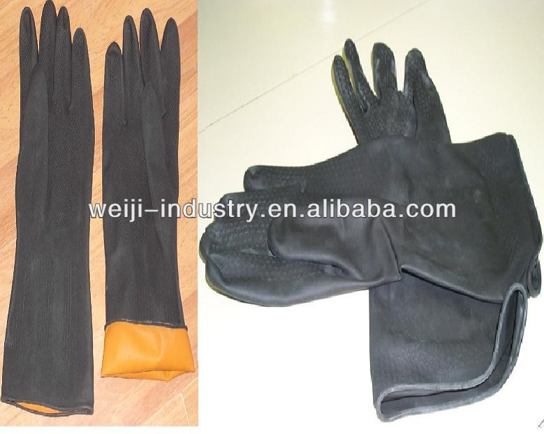 black glove rubber chemical/cleaning room protect your hand FDA/CE/ISOBest service!!
