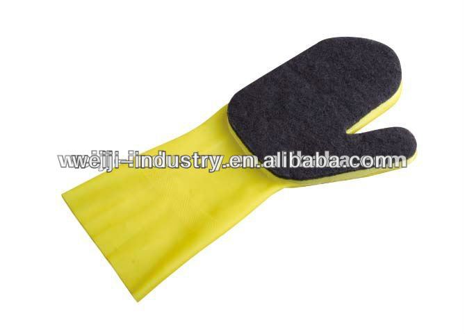 Simple and easy pet brush sponge pad cleaning gloves used in light industry/agricultal approved CE/ISO