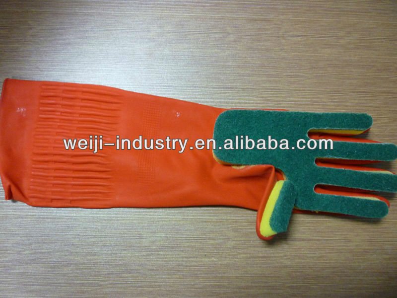 Easy -life five-finger sponge pad cleaning gloves used in light industry/agricultal approved CE/ISO