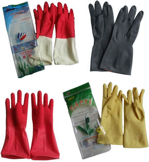 CE Approved Unlined 100% Natural Colored Latex Household Glove
